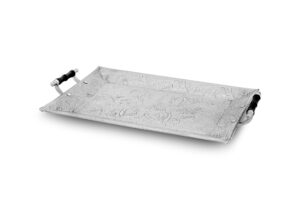 BANDEJA RET. PRATEADA ALUM. C/ ALÇA 45X33CM