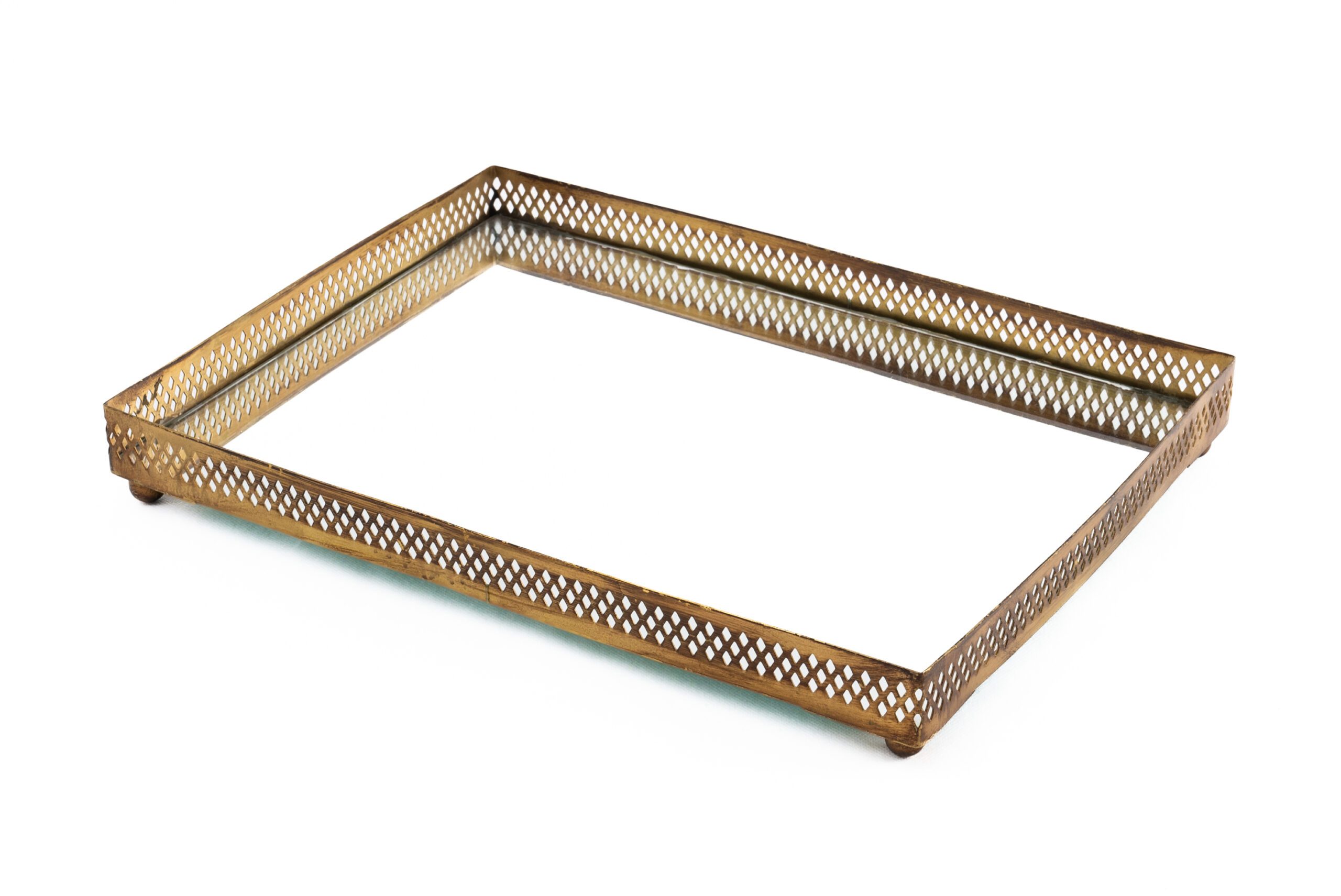 PLAZA - BANDEJA DOURADA RET. ESPELHO 41X30CM