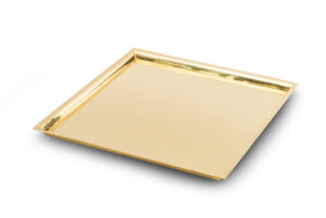 BANDEJA DOURADA QUADRADA MÉDIA 37X37CM