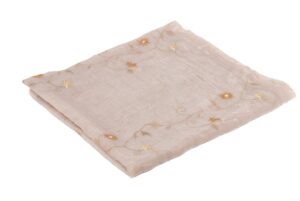 TOALHA QUADR ORGANZA BORDADA BEGE 1