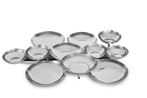 CENTRO MESA 11 BOWLS PRATA RISO 86X66CM