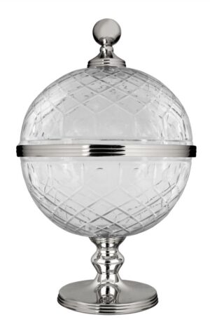 CENTRO DE MESA CRISTAL/PRATA GLOBO PEUQENO