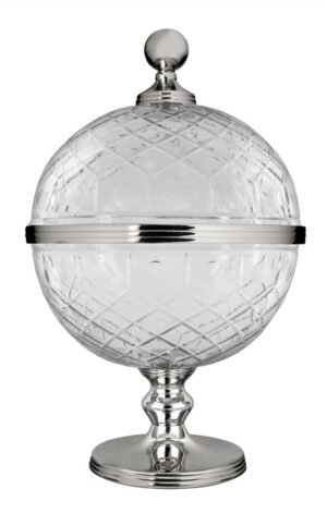 CENTRO DE MESA CRISTAL/PRATA GLOBO GRANDE