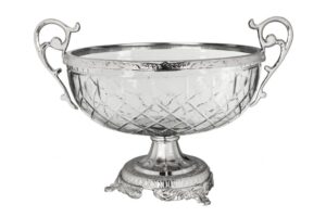 CENTRO DE MESA CRISTAL/PRATA REDONDO 40