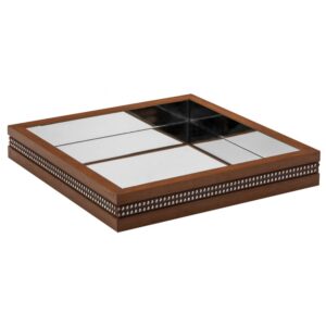 CAIXA QUADR. MADEIRA BOLINHA/ESPELHO GDE 36X36X4