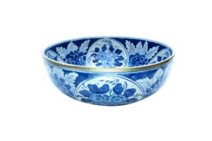 SALADEIRA GRANDE AZUL & BRANCO 33CM H12CM