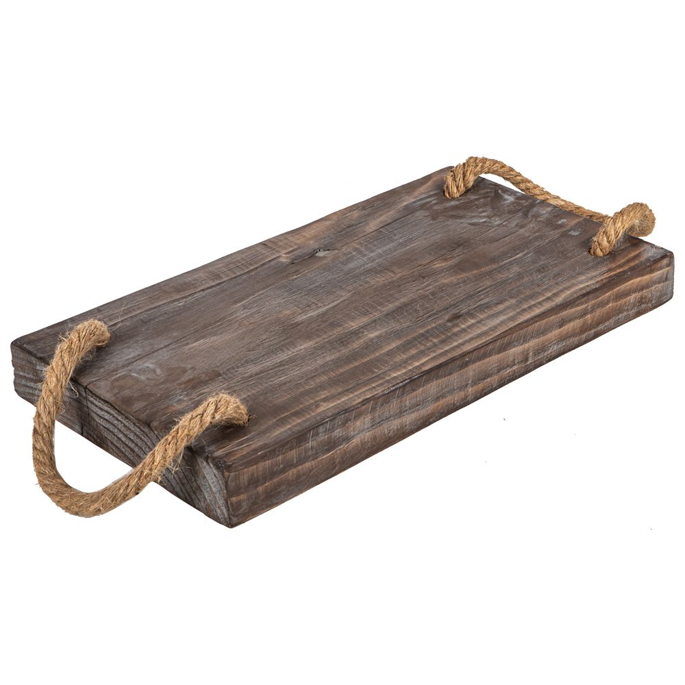 BALI - BANDEJA MADEIRA RET ALÇA SISAL 40X25CM