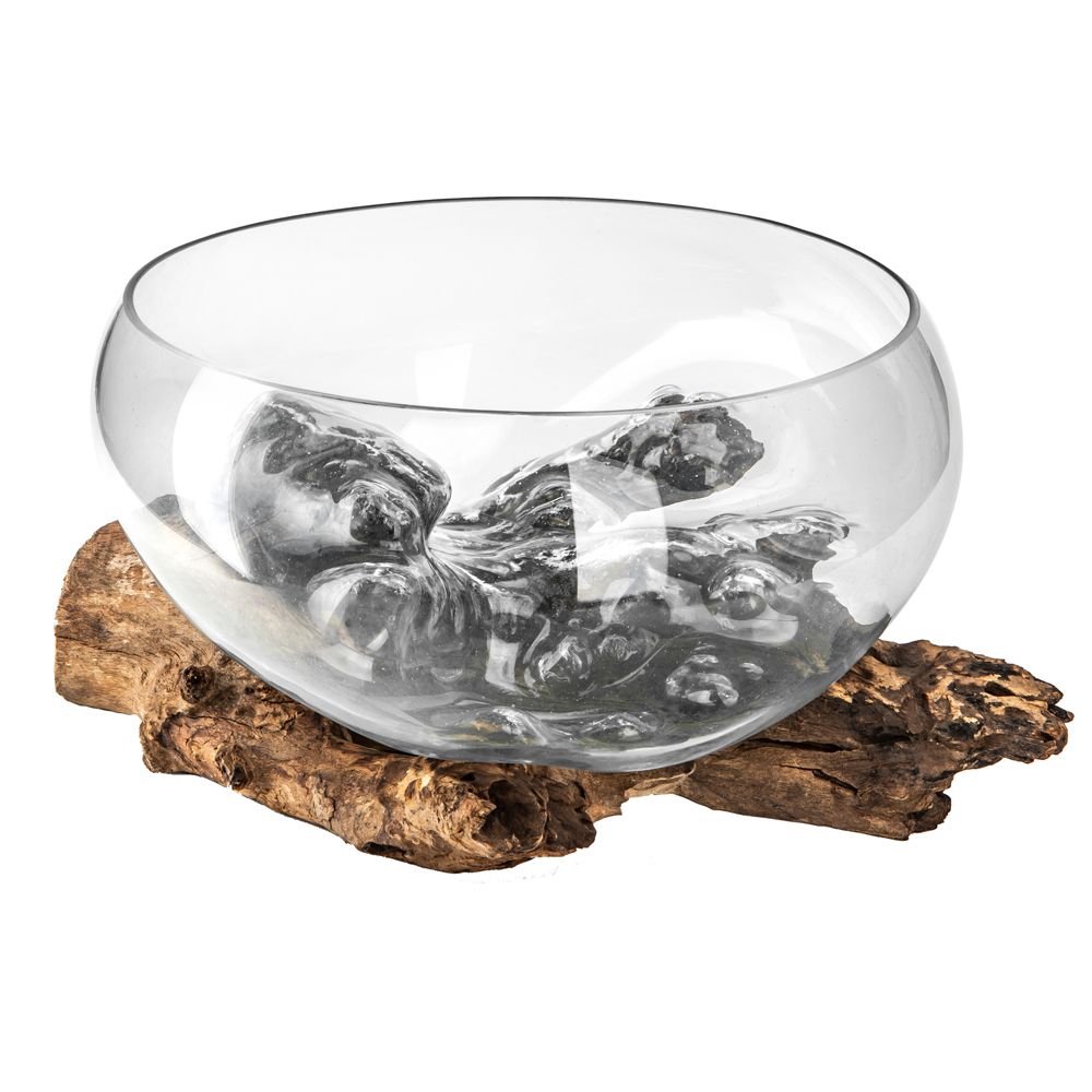 LUNAR - SALADEIRA VIDRO/MADEIRA GRANDE