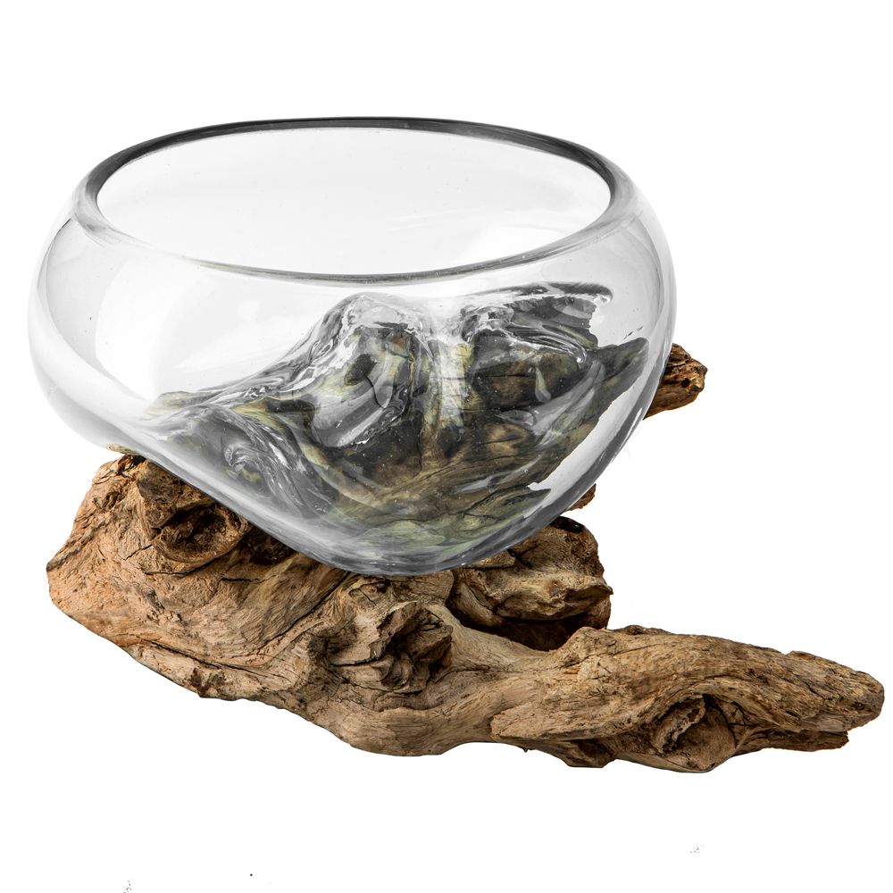 LUNAR - SALADEIRA VIDRO/MADEIRA MÉDIA