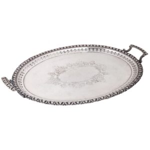 BANDEJA OVAL PRATA C/ ALÇA GDE