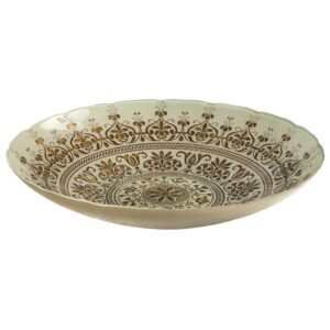 SALADEIRA VIDRO TURCA OURO E BRANCO 45CM