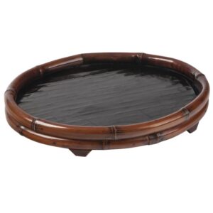 BANDEJA BAMBU OVAL FUNDO PRETO 39X33 CM