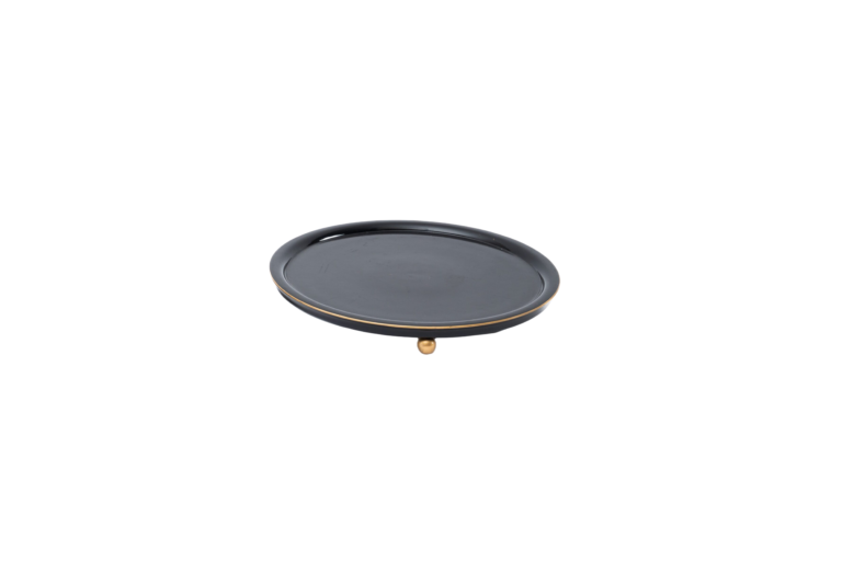 BANDEJA LACA PRETA RED. MED. 34CM C/ PÉ