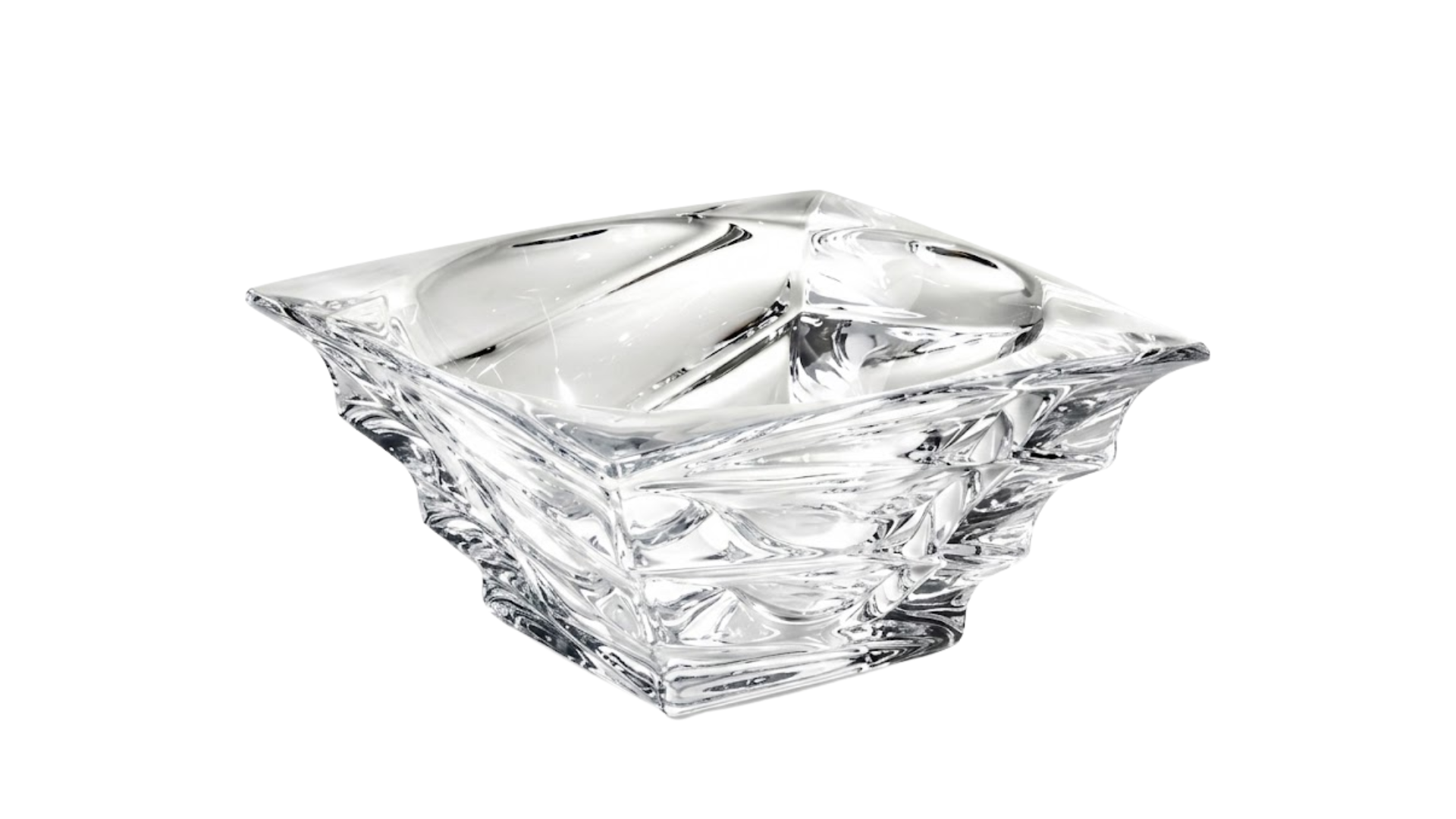 BOWL CRISTAL QUADR. WAVE S/ PÉ 23CM