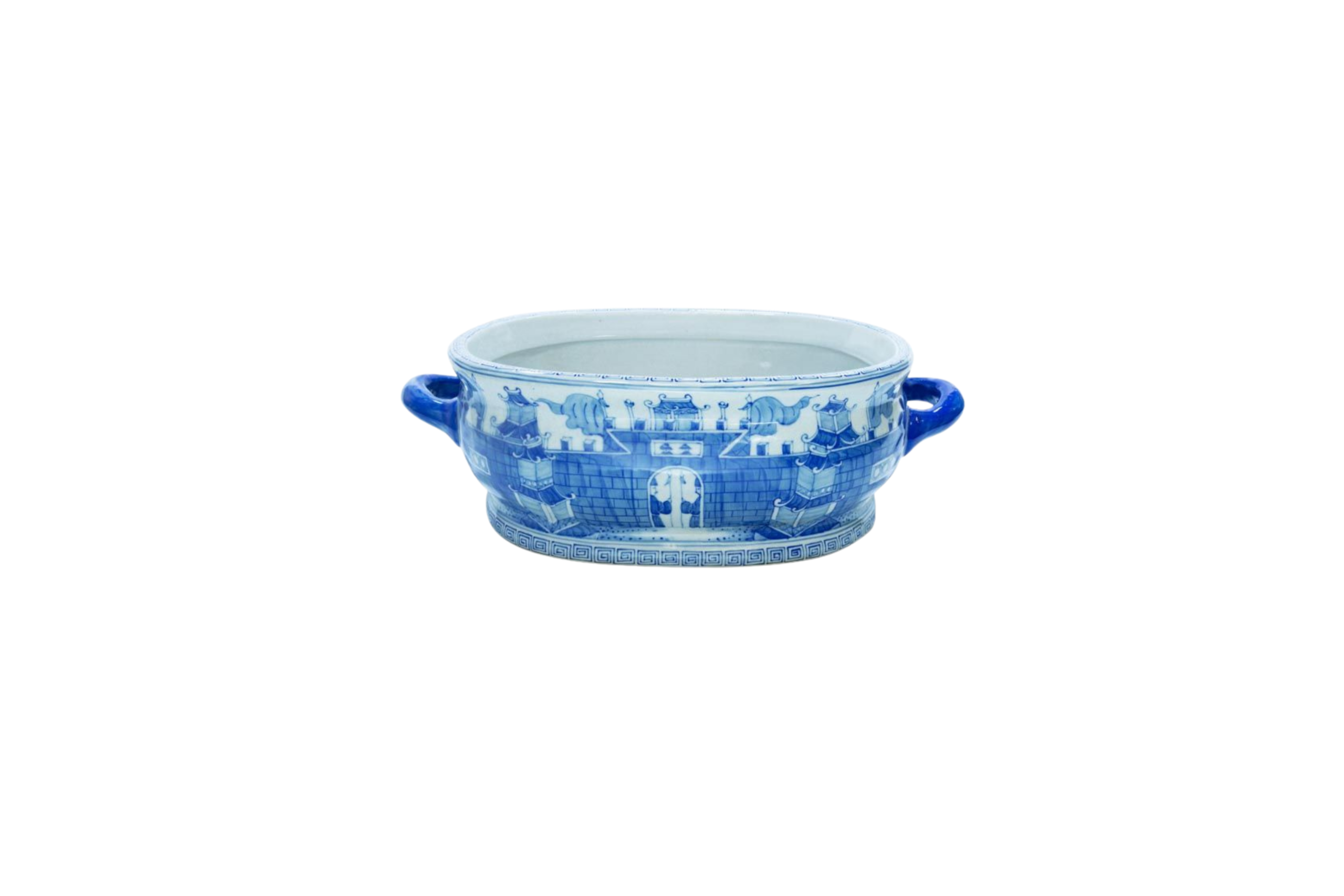 CENTRO DE MESA AZUL & BRANCO 35X25CM H14CM