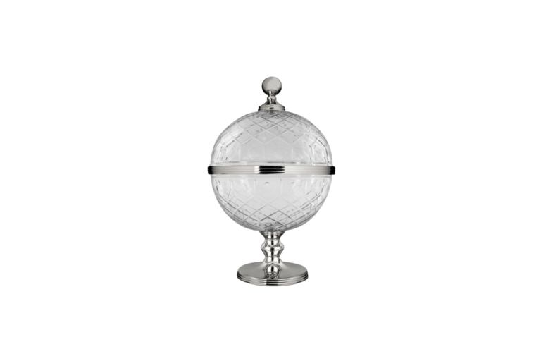CENTRO DE MESA CRISTAL/PRATA GLOBO GRANDE
