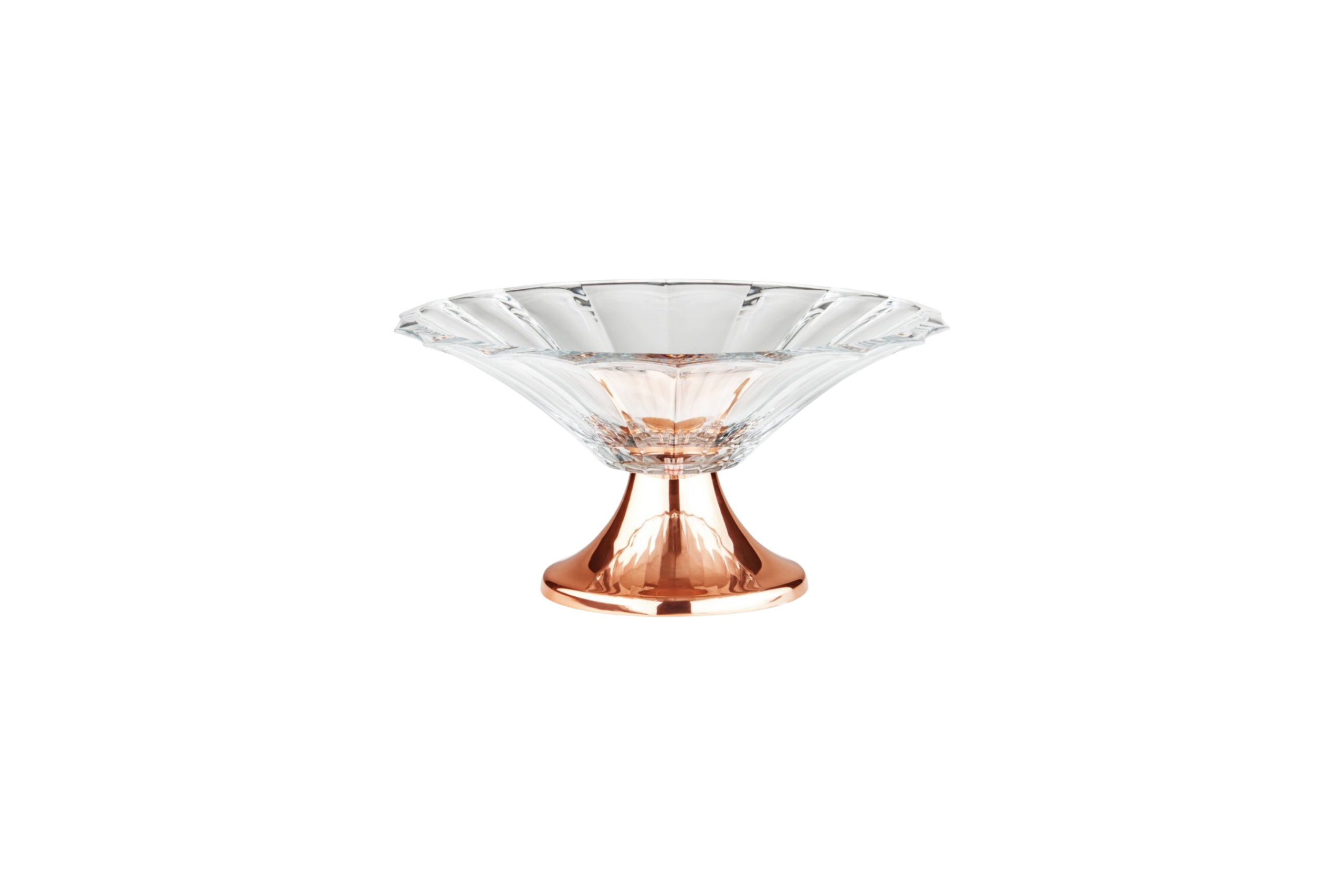 CENTRO MESA CRISTAL DIAMANTE C/ PÉ COBRE 34X17,