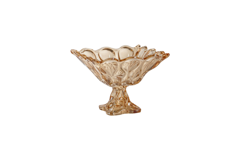 FRUTEIRA QUADRADA C/ PÉ AMBAR 28CM H 21CM