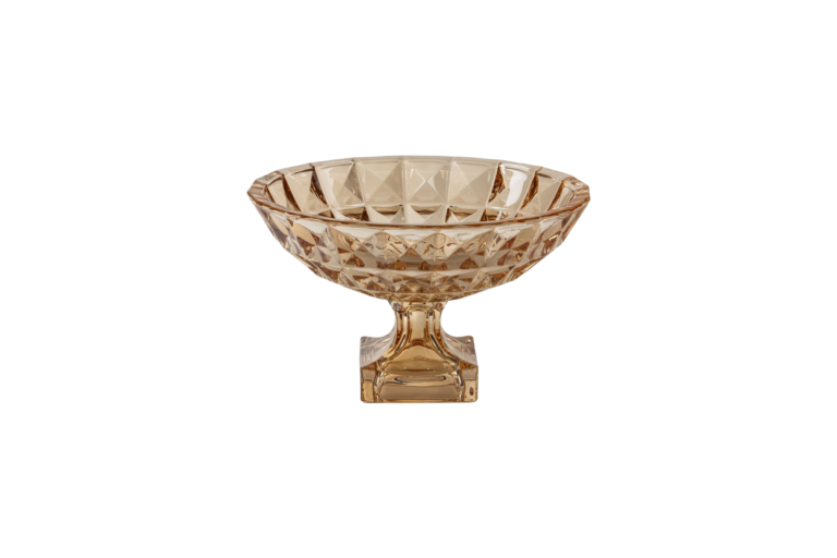 FRUTEIRA REDONDA C/ PÉ QUADRIC AMBAR 32CM H 19CM